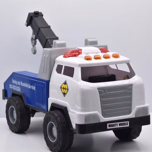 Mighty Wheels Steel Tow Truck Toy with Lights, Sounds and Movable Boom and Hook – 4