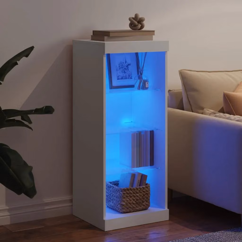 Berkfield Home Modern White Wall Mounted Sideboard with Integrated LED Lighting W/D/H: 41 x 37 x 100 cm – 2