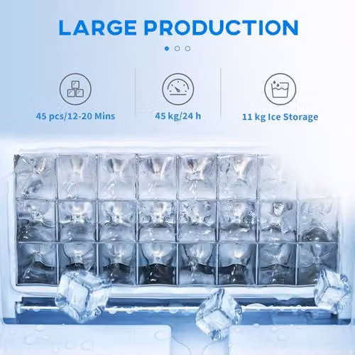 HOMCOM Commercial Ice Maker Machine with Digital Display and Timer, Silver Stainless Steel, 11kg – 3