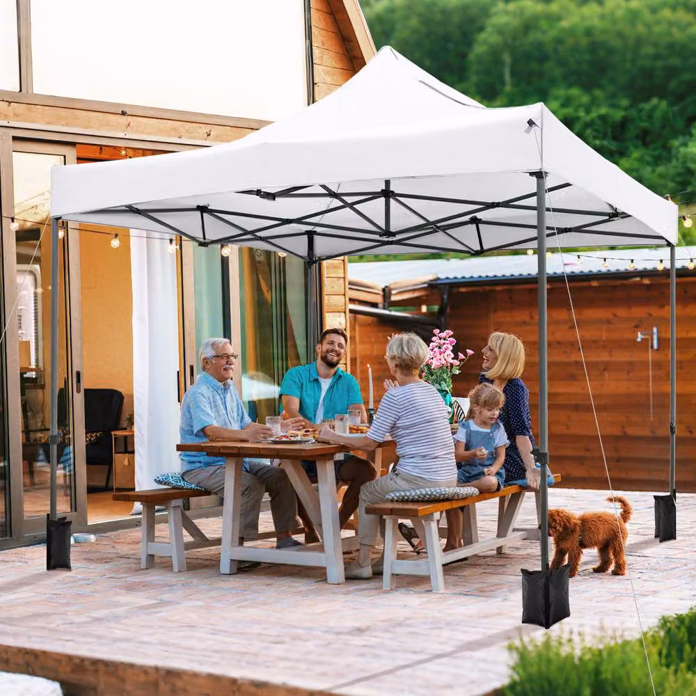Costway Pop up Canopy Tent Gazebo Shelter in White, W/D/H: 300 x 300 x 300 cm – 6