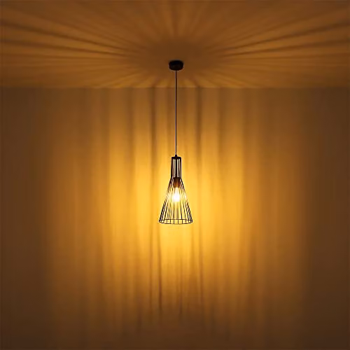 Globo Lighting Modern Metal Cone Pendant Lamp in Black and Gold/Brass, Height: 120 cm, E27 – 3