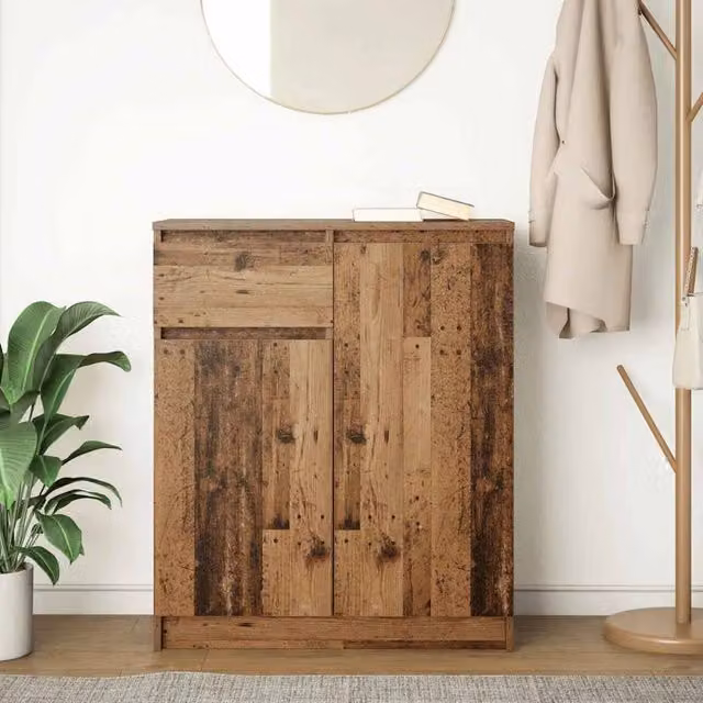 Berkfield Home Rustic Sideboard with Drawer in Brown, W/D/H: 71 x 35 x 84 cm