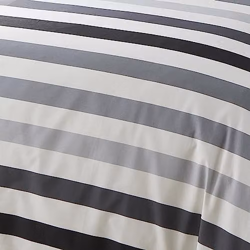 Bedlam Reversible Striped Duvet Cover and Pillowcase Set in Black, White and Grey, W/D/H: 200 x 200 cm – 3