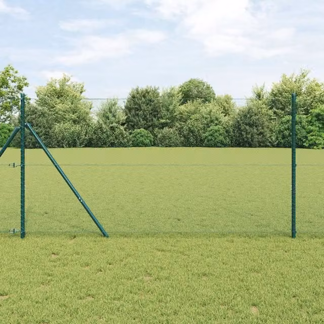 Berkfield Home Set of 2 Forest Green Powder-Coated Metal Mesh Fencing, H: 1.0 m x W: 25 m