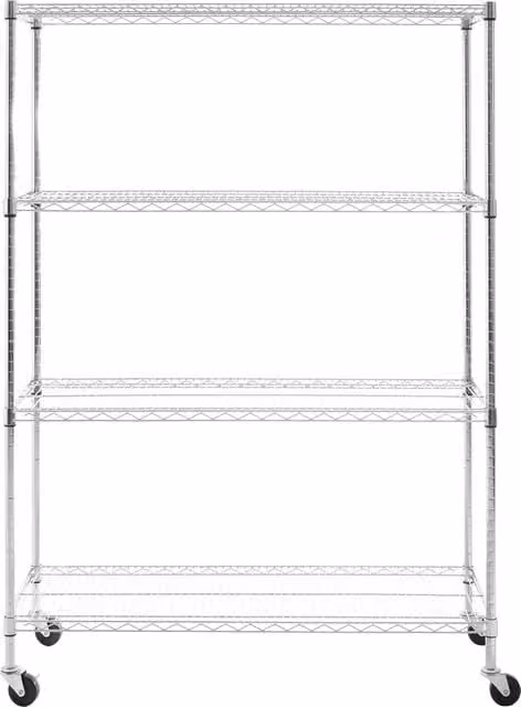 Orsina 4 Tier Metal Shelf Unit in Silver, H 164 x W 121 x D 46 cm
