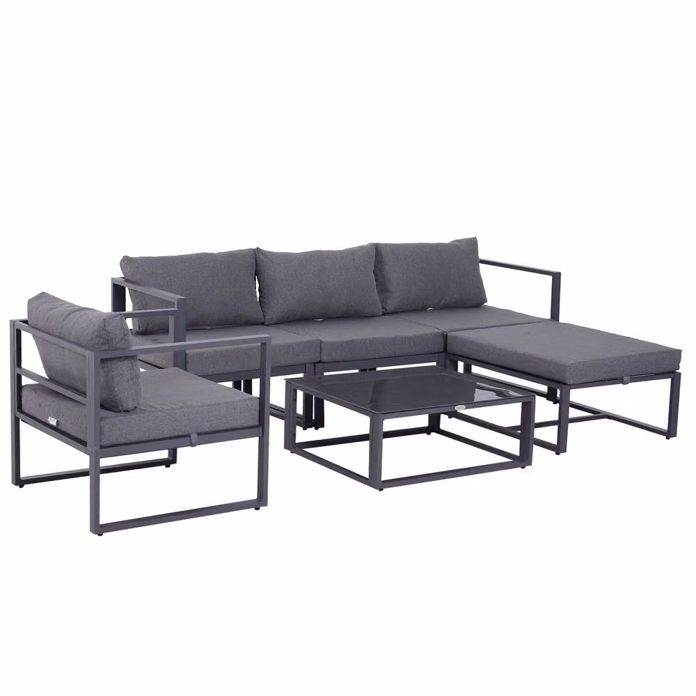 STILVORA 5-Seater Grey Sofa with Aluminium Frame – 2