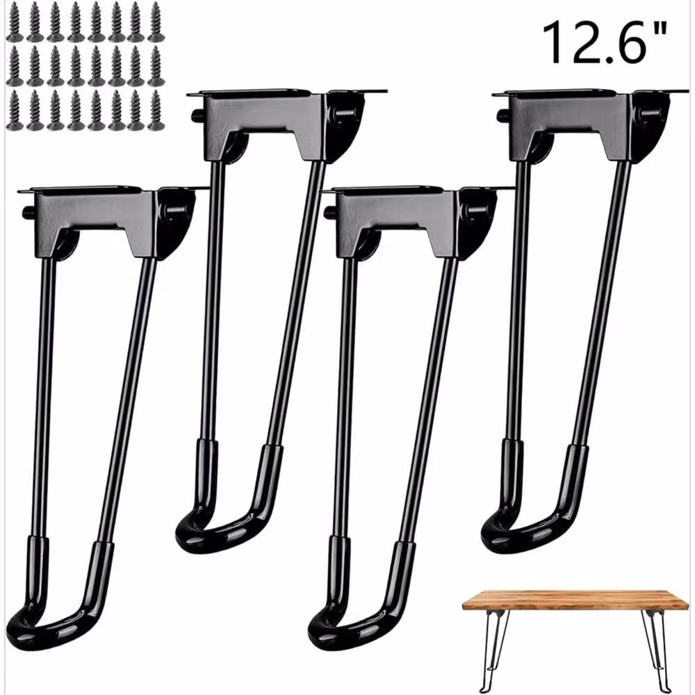 Nordara 4-Piece Set of Black Matt Steel Folding Table Legs, H: 52 cm x W: 32 cm – 2