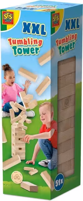 SES Creative Tumbling Tower XXL Multicolour Wooden Game