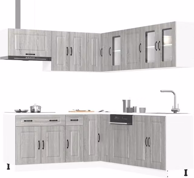 Berkfield Home Kalmar 11 Piece Modern Kitchen Cabinet Set in Grey Sonoma Matt Engineered Wood