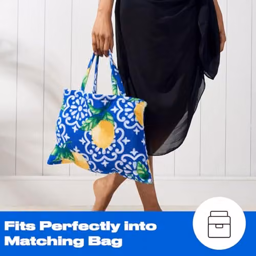 OHS Mediterranean Graphic Microfibre Beach Towel in Blue and White, W/H: 75 x 215 cm – 4