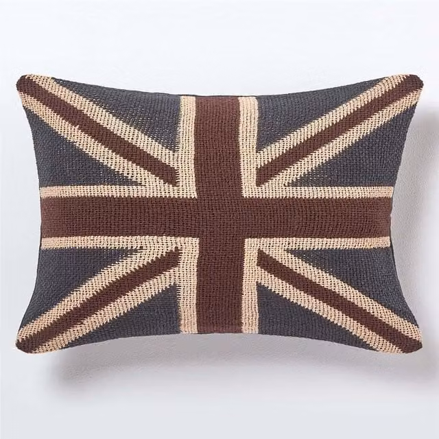 Homescapes Jacquard Union Jack Cushion Cover in Red, White and Blue, W/D/H: 50 x 50 x 1 cm