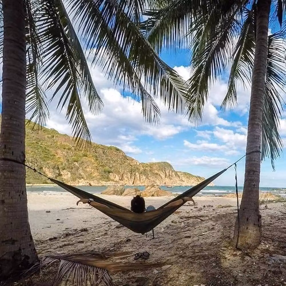 FLAVORA Double Person Green Garden Hammock made from UV-resistant Polyester – 5