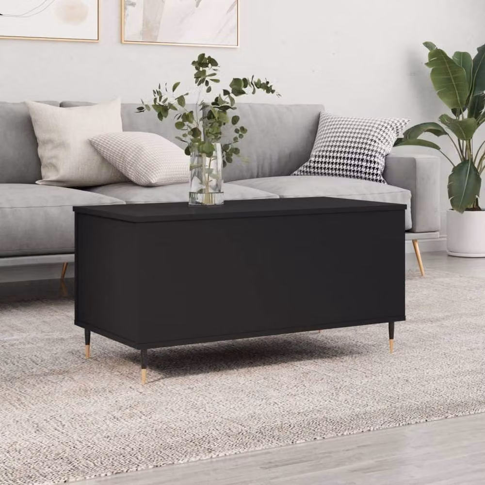 Berkfield Home Modern Black Rectangular Coffee Table with Lift Mechanism, W: 90 cm, D: 44.5 cm, H: 45 cm – 2