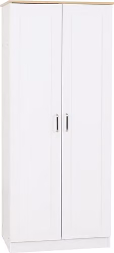 Seconique Portland 2 Door Wardrobe in White and Oak Effect, W/D/H: 80.0 x 53.5 x 187.5 cm – 1