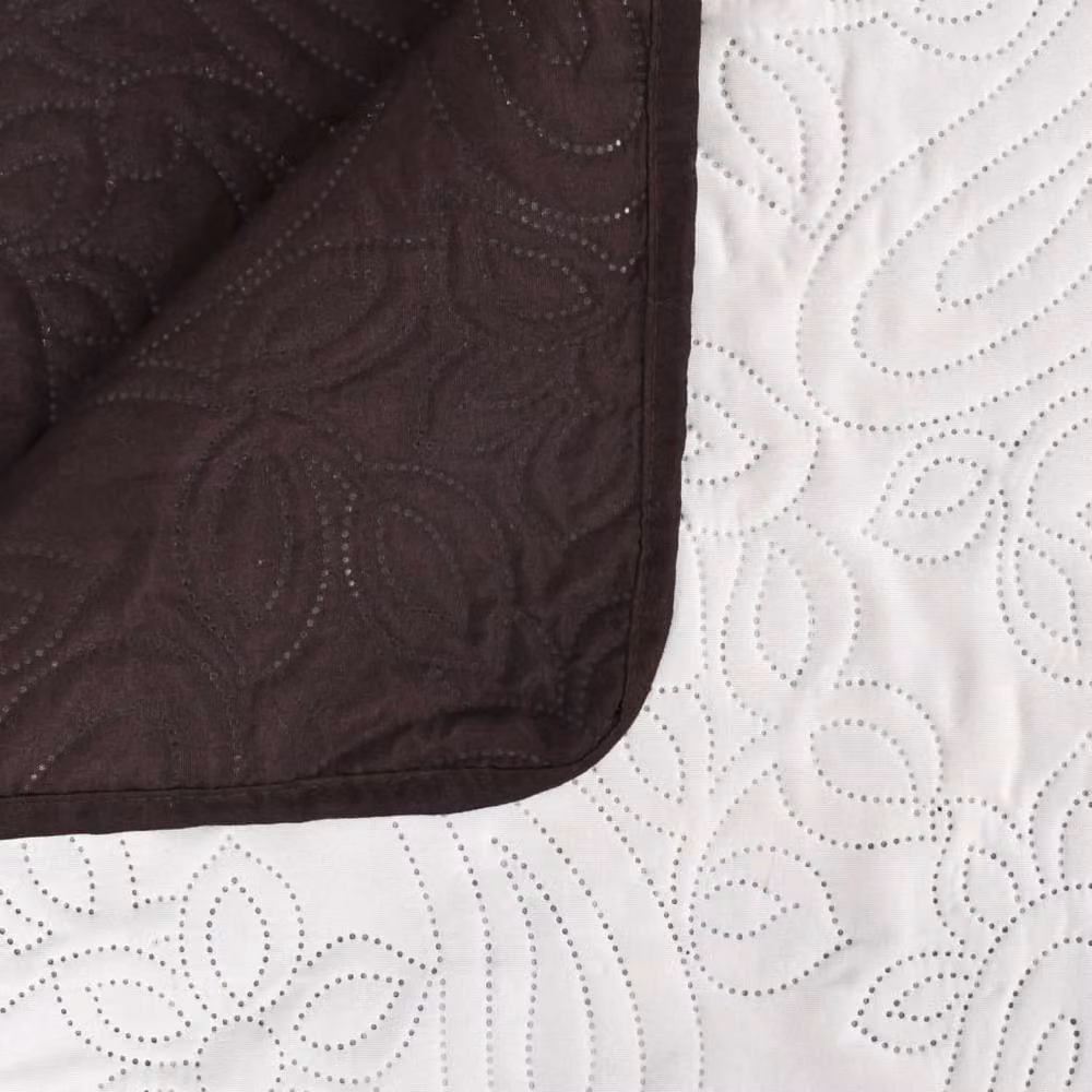 Berkfield Home Reversible Quilted Microfibre Bedspread in Brown and Cream, W: 220 cm, D: 240 cm – 4