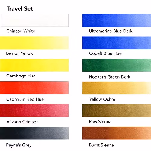 Daler-Rowney Aquafine Watercolour Set with 12 Half Pans and 1 Brush, Assorted Colours – 2
