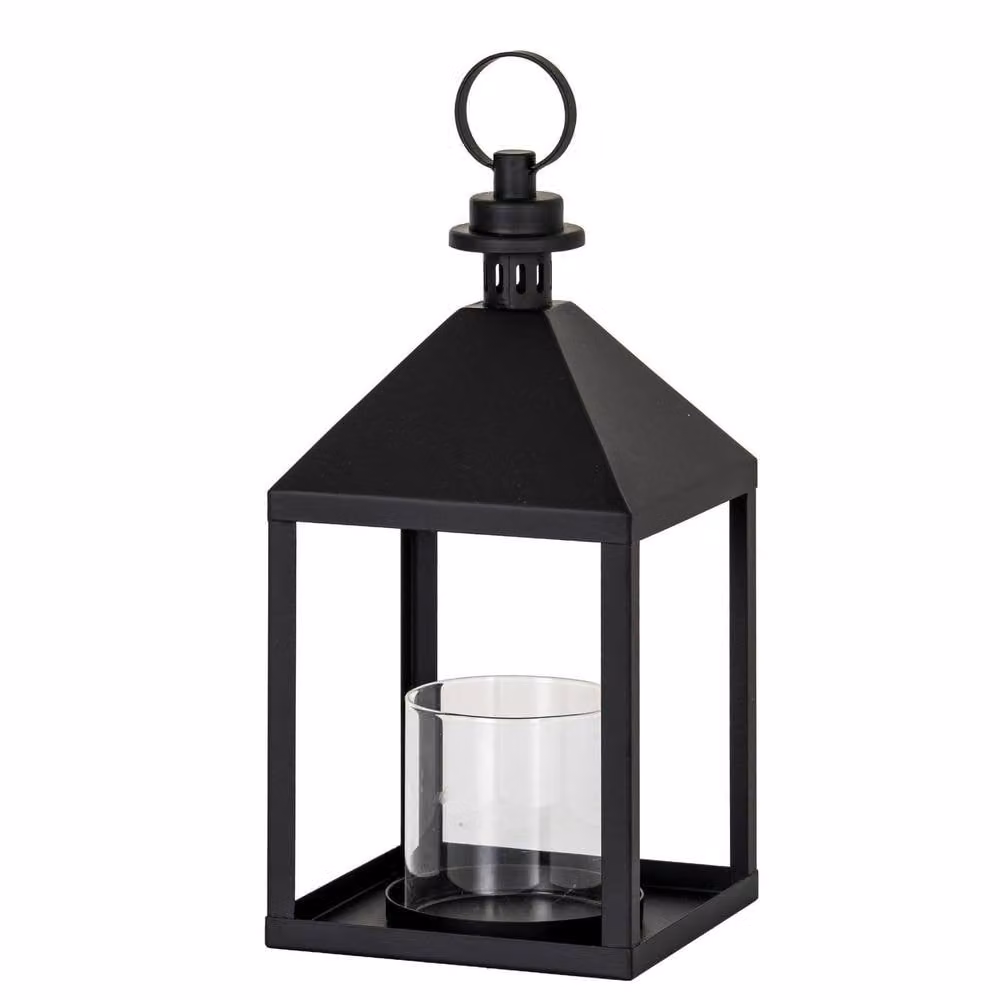 Hill Interiors Astral Glass Lantern Candle Holder in Black, H 38 cm x W 17 cm x D 17 cm – 2