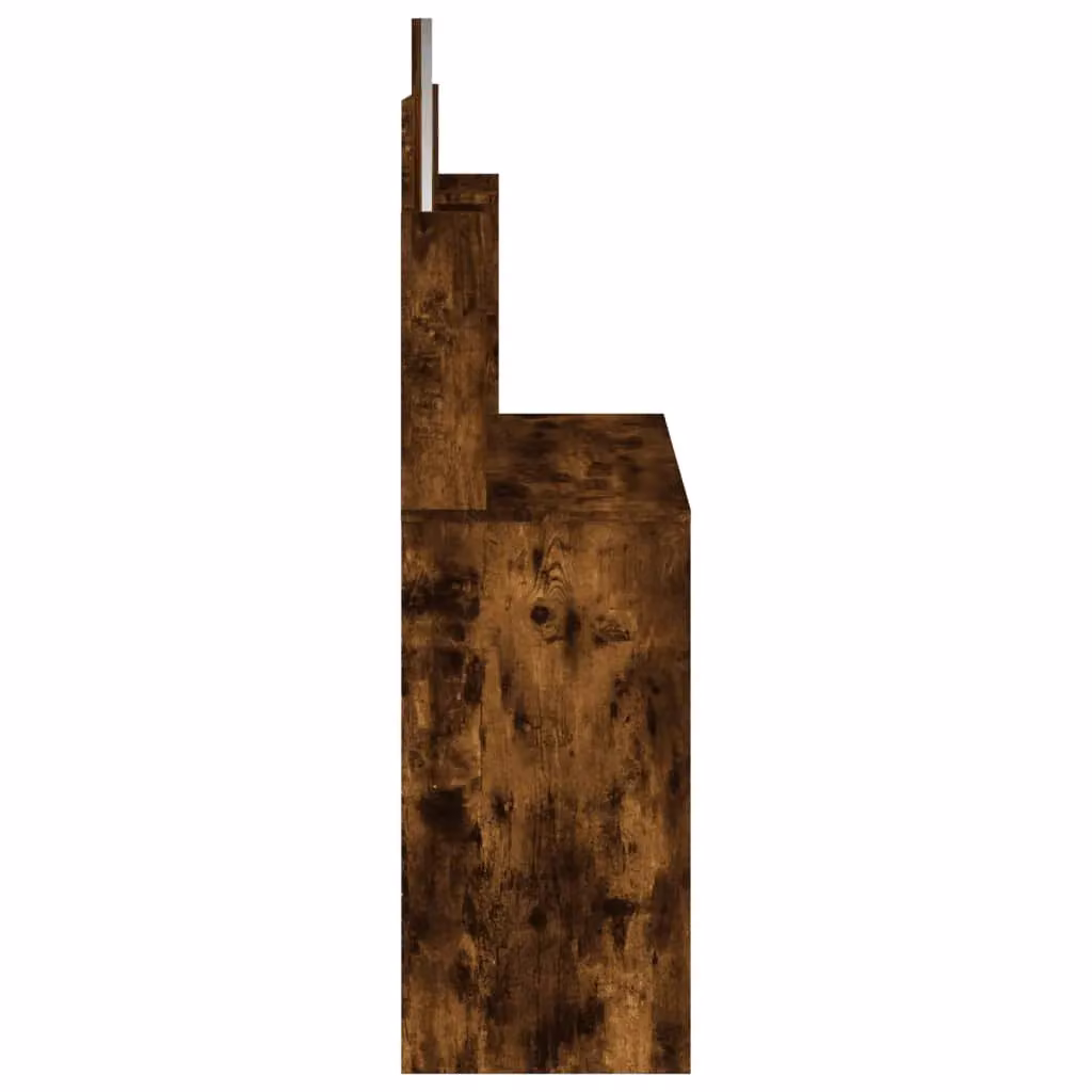 Berkfield Home Dressing Table with Mirror in Smoked Oak Brown, W/D/H: 96 x 39 x 142 cm – 3