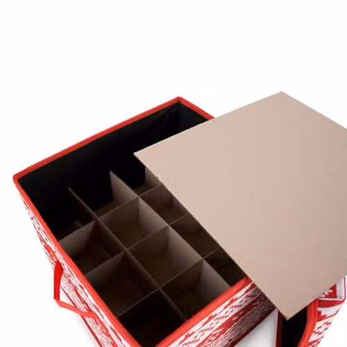 OHS Bauble Storage Box Organiser for 64 Christmas Decorations, Red and White, W/D/H: 30.0 x 30.0 x 30.0 cm – 4