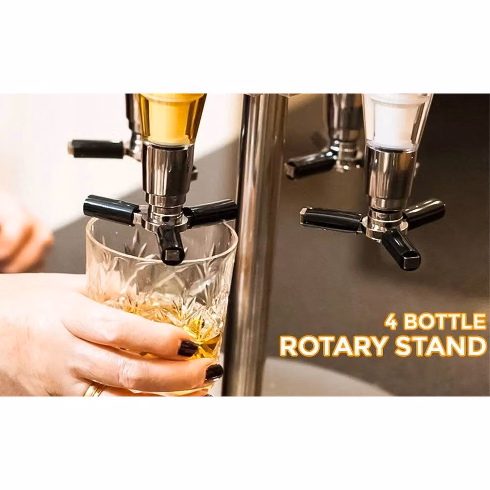 SPETLEK Silver Rotating 4 Bottle Optic Drink Holder Stand – 3