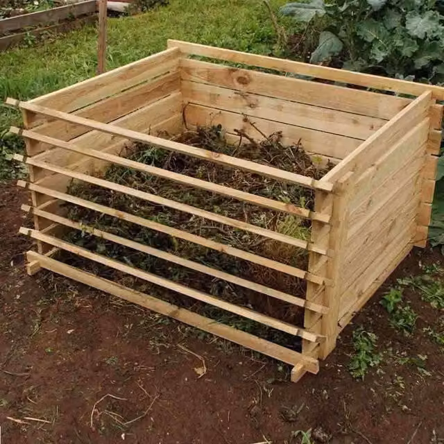 Primrose 718L Easy Load Slatted Wooden Outdoor Compost Bin in Beige