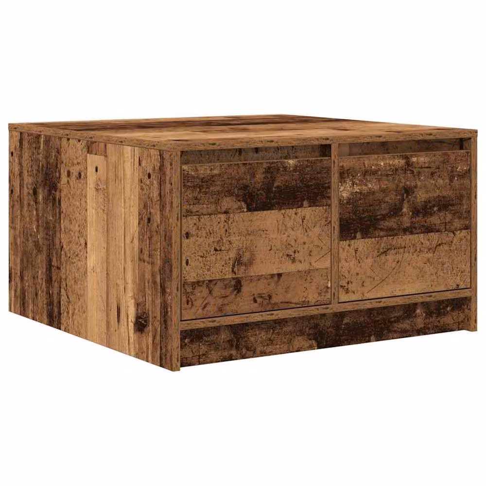 Berkfield Home Decorative Coffee Table with Drawers in Brown Old Wood, W/D/H: 70.5 x 70 x 40 cm – 2