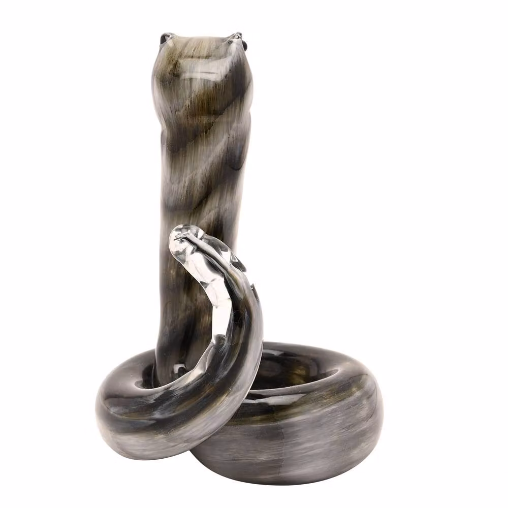 Objets d'Art Glass Snake Figurine in Grey and White – 2