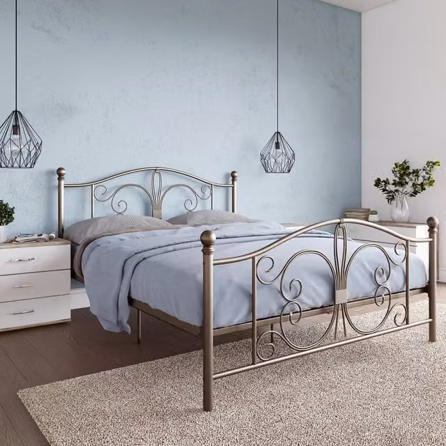 Dorel Home Bombay Metal Bed in Bronze, King Size (180 x 200 cm)