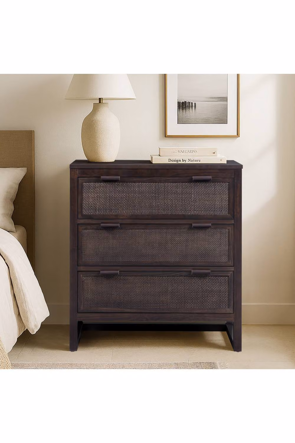 Teamson Home Hatteras Bedroom Dresser in Brown with Rattan Details, W: 76 cm, D: 34 cm, H: 79.3 cm – 2