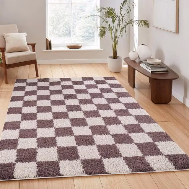 Desire Rugs Chester Modern Shaggy Area Rug, Purple, W: 290 cm x D: 200 cm