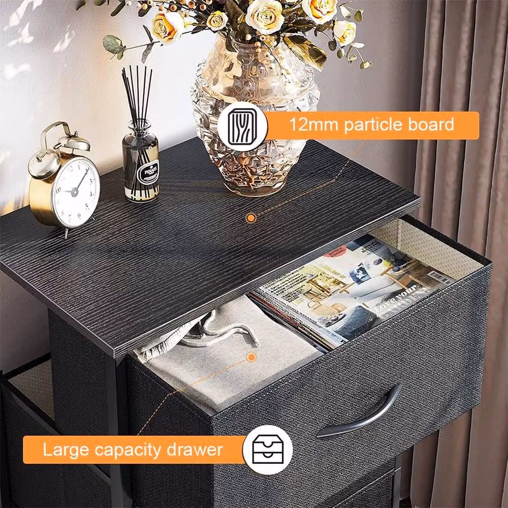 KORVIXA 4 Drawer Fabric Chest of Drawers Bedroom Dresser in Grey W/D/H: 100 x 100 x 100 cm – 4
