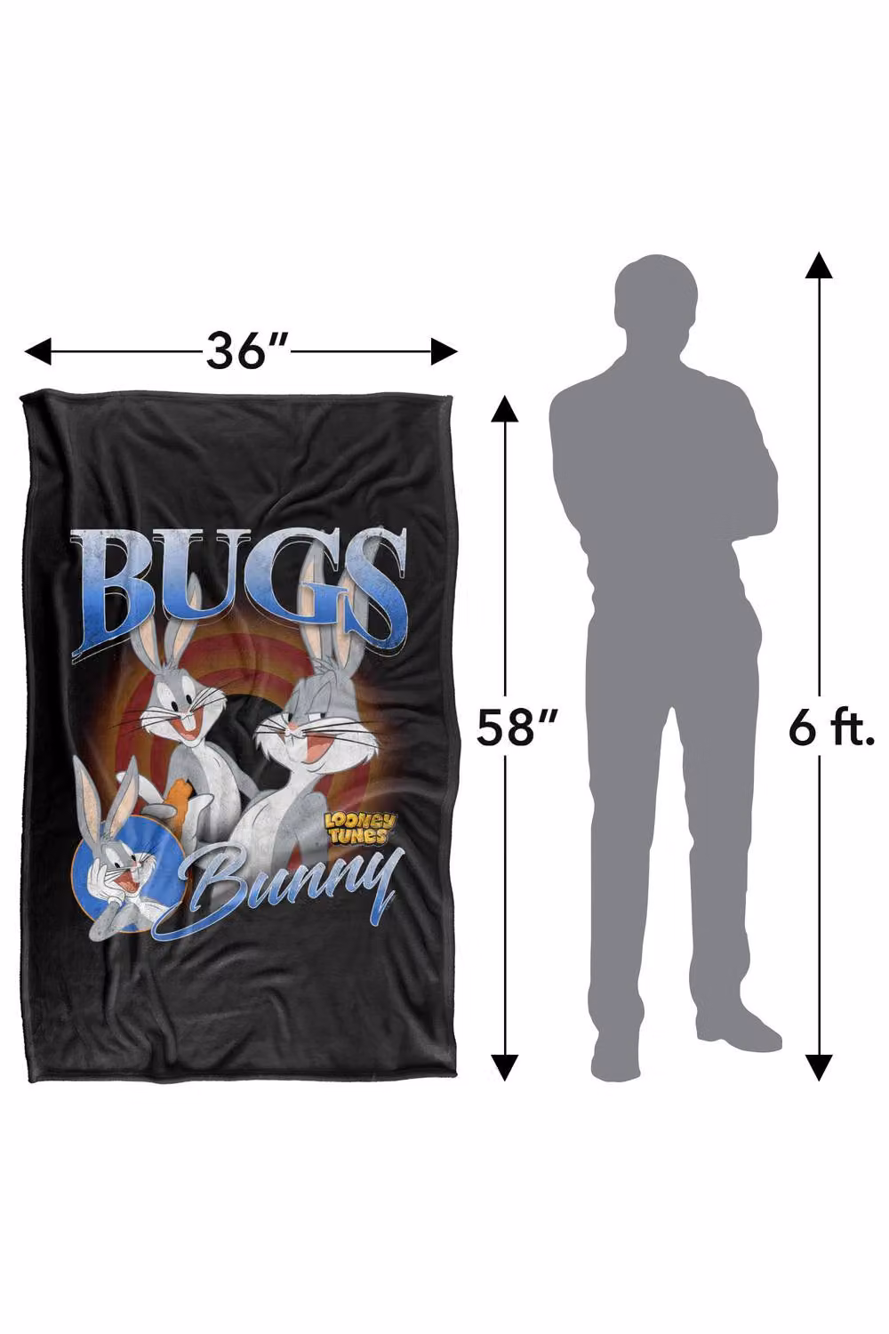LOGOVISION Looney Tunes Bugs Bunny Super Soft Silky Touch Fleece Throw Blanket, Multicolour, W: 152 cm, D: 127 cm – 8