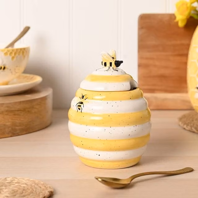 Hestia Bee Hive Honey Pot in Multicolour and Yellow