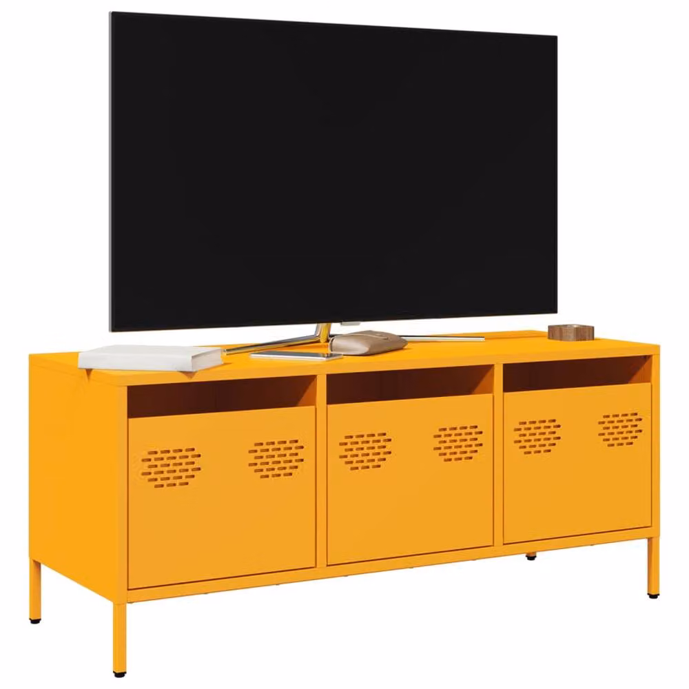 Berkfield Home Industrial TV Cabinet in Mustard Yellow, W/D/H: 101.5 x 39 x 43.5 cm – 2