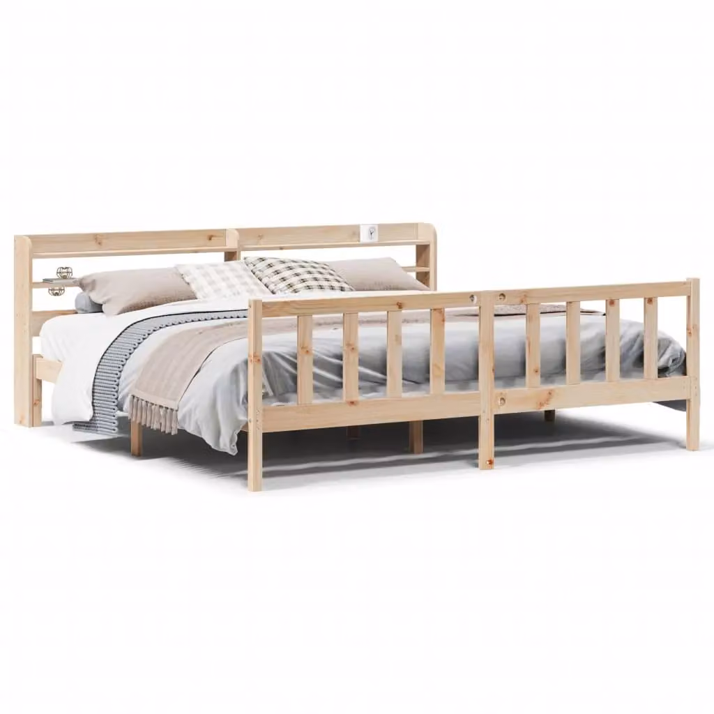 Berkfield Home Rustic Solid Wood Pine Bed Frame in Brown, 200 x 200 cm – 2