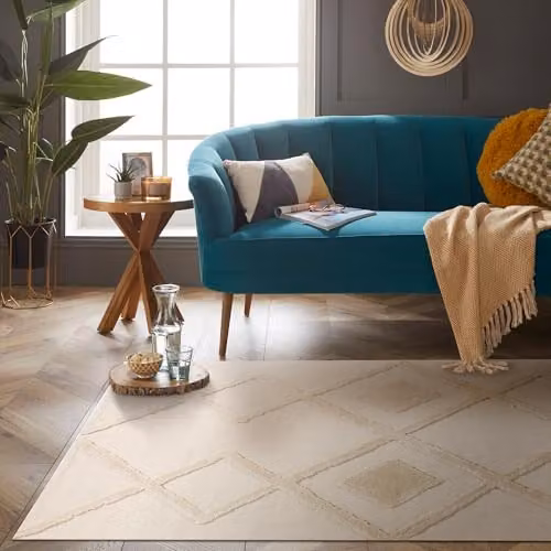 Esselle Windsor Geo Hand Tufted Diamond Rug in Beige, W/D: 120 x 170 cm – 2