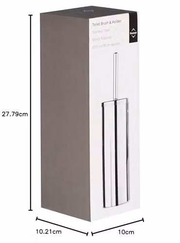 Orsina Indy Stainless Steel Toilet Brush and Holder in Silver with White Bristles – 6