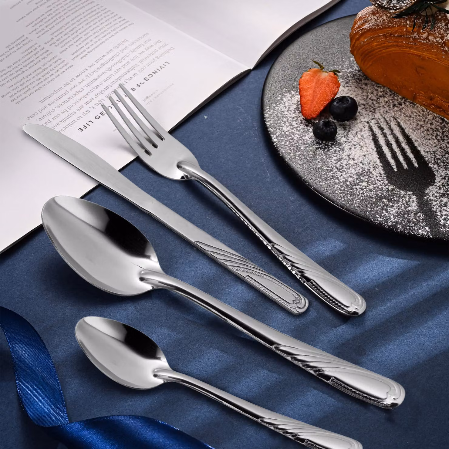 Orsina 16 Piece Stainless Steel Cutlery Set in Silver with Non-Slip Handles – 4