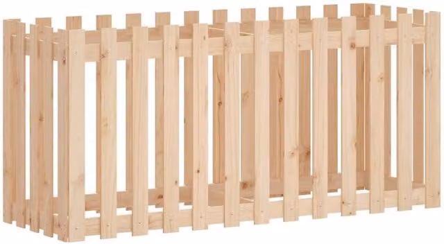 Berkfield Home Garden Raised Bed with Fence Design in Beige Solid Wood, W/D/H: 150 x 50 x 70 cm