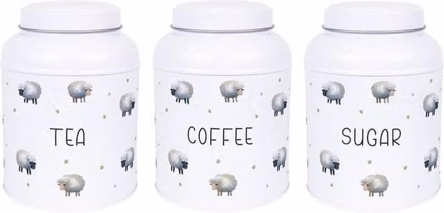 Purely Home Spring Sheep Metal Storage Canister with Domed Lid in White