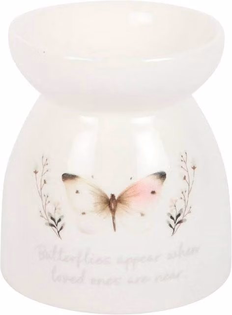 Something Different Butterflies Appear Ceramic Oil Burner in White