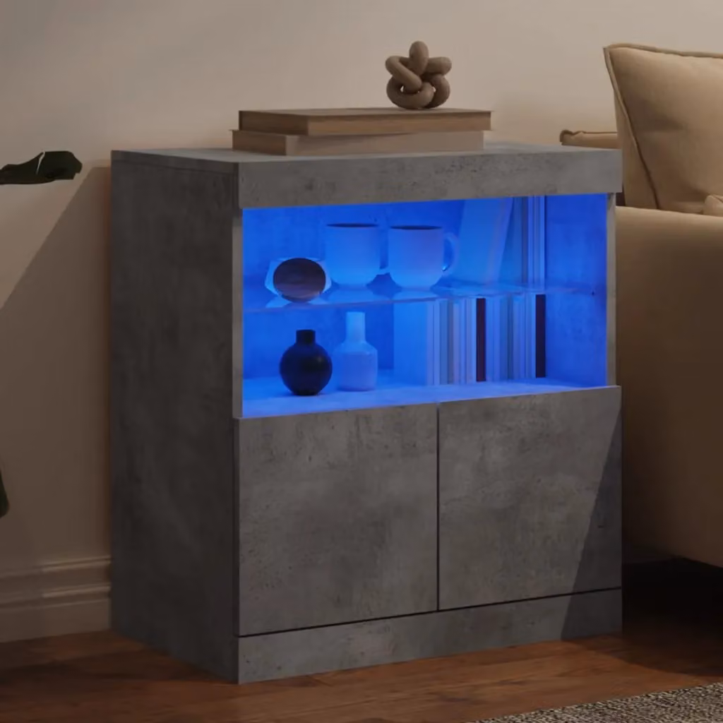 Berkfield Home Modern Sideboard with Integrated LED Lights in Grey, W/D/H: 60 x 37 x 67 cm – 3