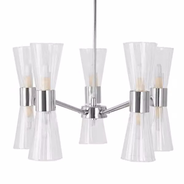 Pagazzi Herrera 10 Light Polished Chrome and White Glass Pendant Ceiling Light – 2