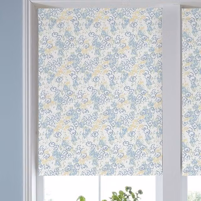 Laura Ashley Conwy Blue Sky Semi-Transparent Floral Roller Blind
