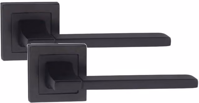 Golden Grace 6 Set Aztec Straight Internal Door Handles with Square Rose in Matt Black