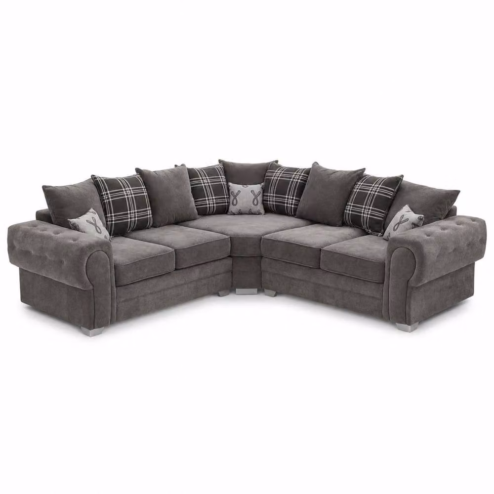 Snug Furniture Birmingham Ltd Verona Grey Large L-Shape Corner Scatterback Sofa with Matching Ottoman – 2