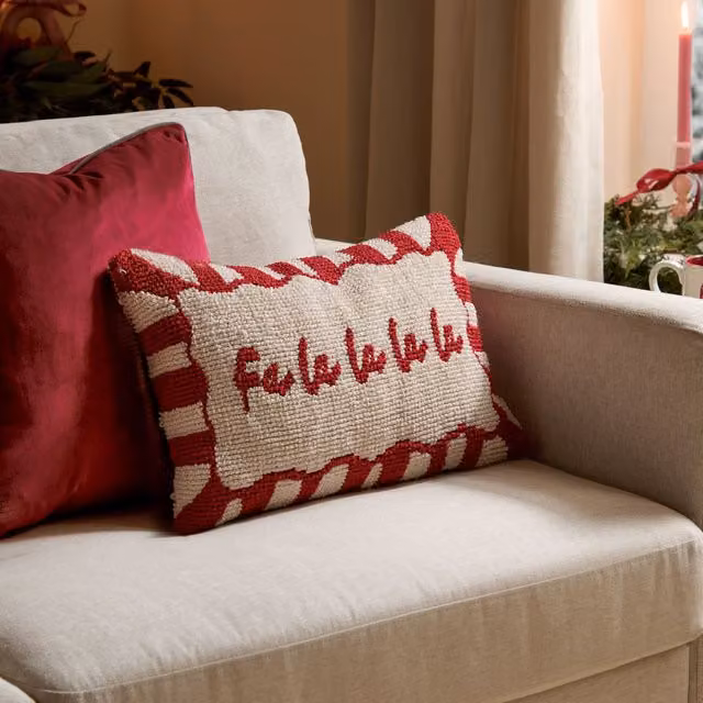 Furn Candy Fa La La Red Striped Rectangular Tufted Cushion W/D/H: 50 x 30 x 30 cm – 1