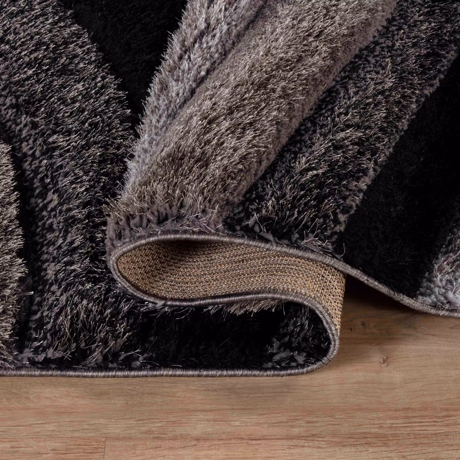 Desire Rugs Modern Soft Waves Shimmer Shaggy Area Rug in Grey, W: 80 cm, L: 150 cm – 3