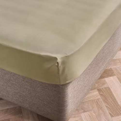 Brentfords Bedding Single Fitted Sheet in Green, Soft Microfibre, W/D/H: 90 x 190 x 25 cm
