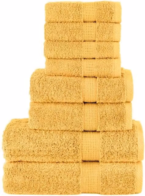 Berkfield Home SOLUND 8 Piece Premium Gold Cotton Terry Towel Set, 600 gsm